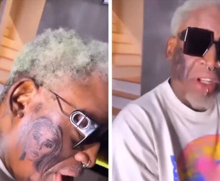 Dennis Rodman got a huge portrait of his GF tattooed on his face